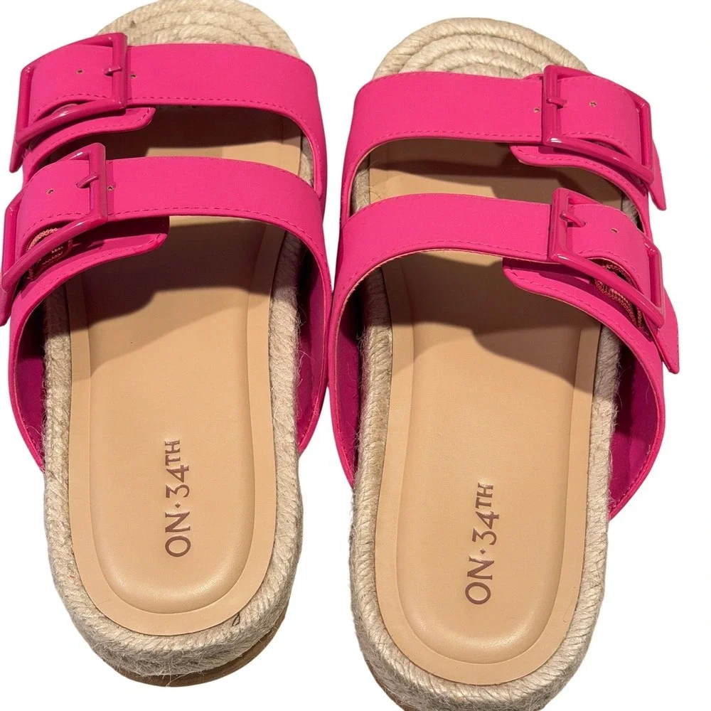 ON 34TH Milaap Pink Nude Espadrille‎ Slide Sandals Womens 7 M Vacation Resort